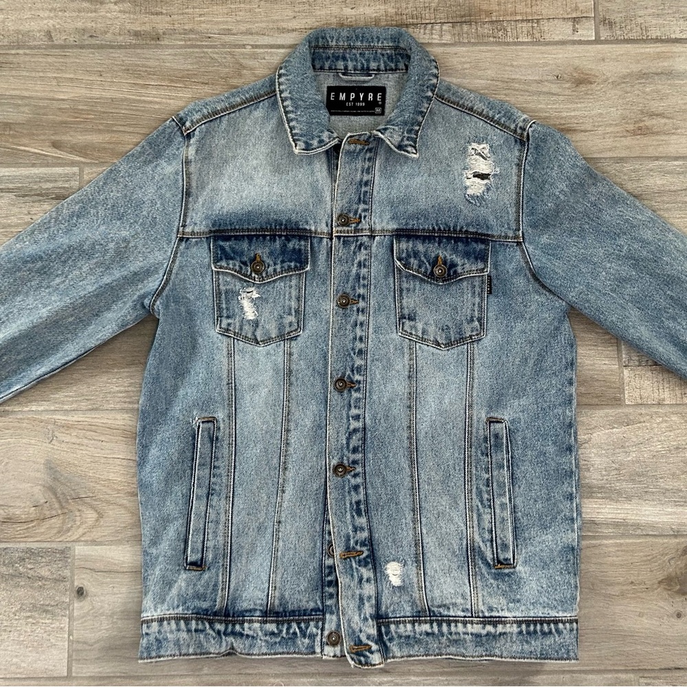 Empyre Blue Jean Jacket Classic Distressed Design